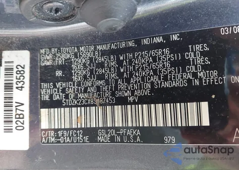 2008 Toyota Sienna Le from USA, damaged, VIN 5TDZK23CX8S187453